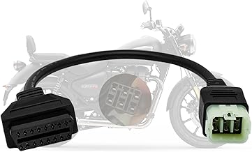 Obd2 Adapter for Royal Enfield Motorcycle 6 Pin to 16 Pin OBD Diagnostic Cable,Fit for Interceptor 650/Continental GT 650/535 Bike CAN Bus,Work with Elm327 Obdii Code Reader