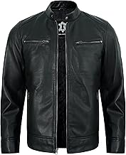 Sponsored Ad - Leather Jacket Men - Casual Real Lambskin Cafe Racer Style Men's Leather Motorcycle Jackets