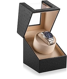 Automatic Single Watch Winder with Japanese Quiet Motor，AC Adapter or Battery Powered