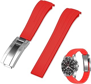 Sponsored Ad - 18mm 20mm 22mm Curved End Silicone Watch Bands, Tapered Rubber Replacement Watch Strap for Men Women with Classic Diving Buckle