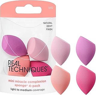 Sponsored Ad - Mini Miracle Complexion Sponge 4 Pack, Small Makeup Blending Sponges, For Foundation & Concealer, Mini Size for Under Eyes & Touch-Ups, Travel Friendly, Natural Makeup, Latex-Free