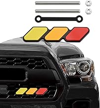 TRD Grille Decor Badge, 3-Color Upgrade Emblem, Grille Insert Trims, Tri-Color Grille Badge Emblem Car Decoration Accessories Fit for Tacoma 4Runner Tundra Sequoia Rav4 Highlander (Yellow Orange Red)